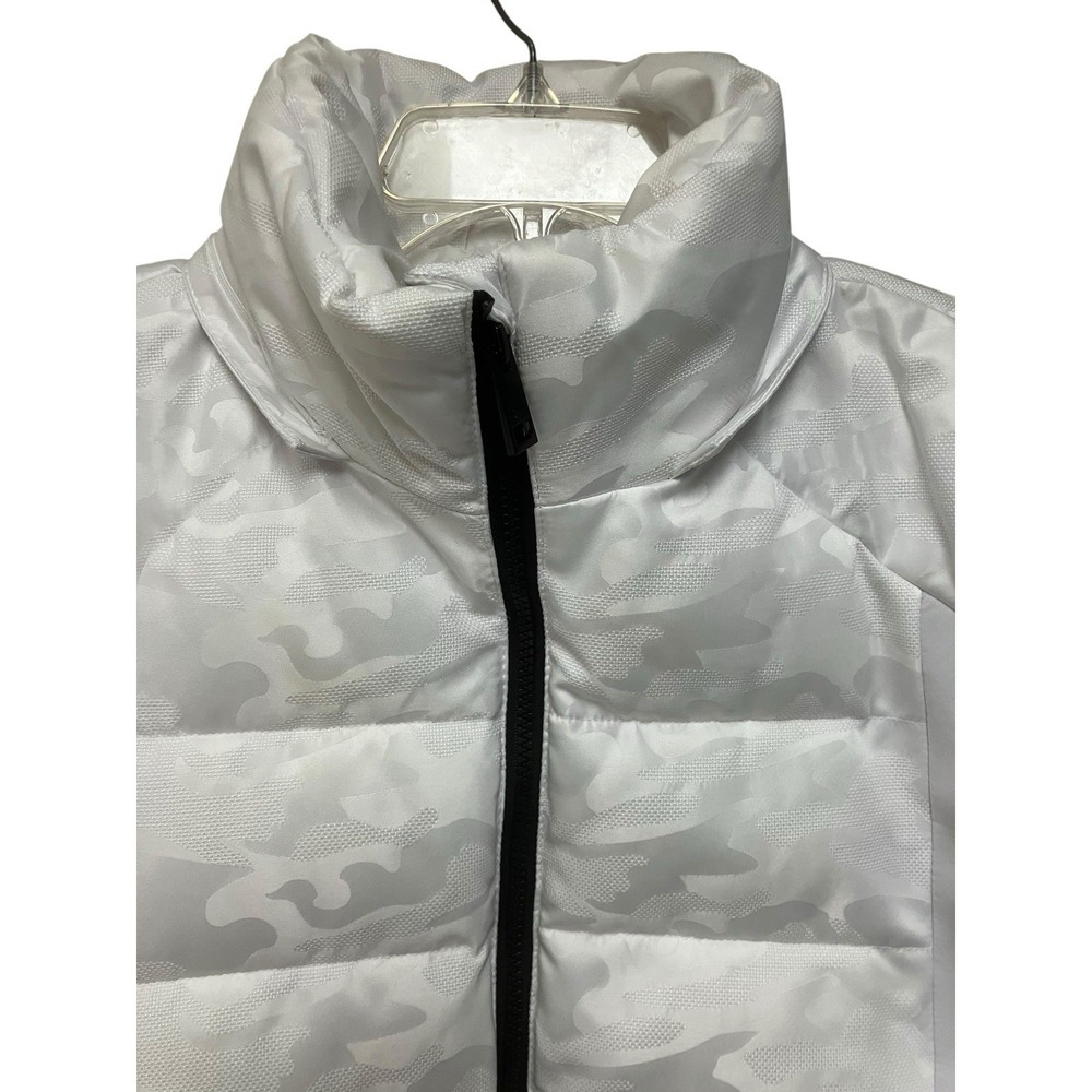 Michael Kors Puffer Jacket Detachable Hood MK Belt Camo White Faux Fur Trim Logo - Picture 6 of 14